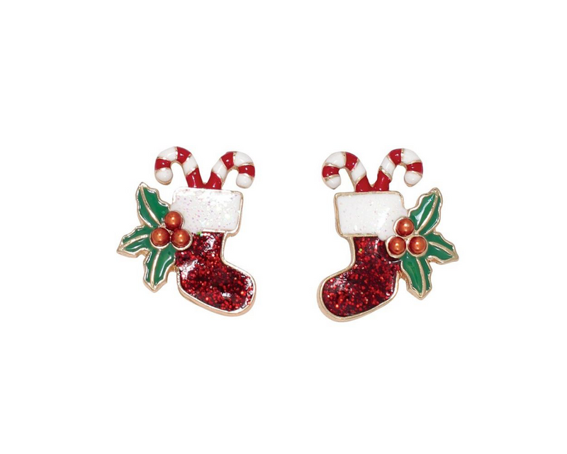 Glitter Stockings with Holly Earrings