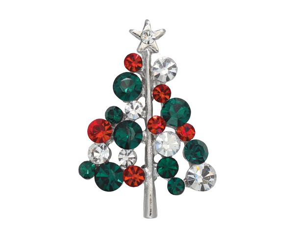 Jeweled Holiday Tree Pin