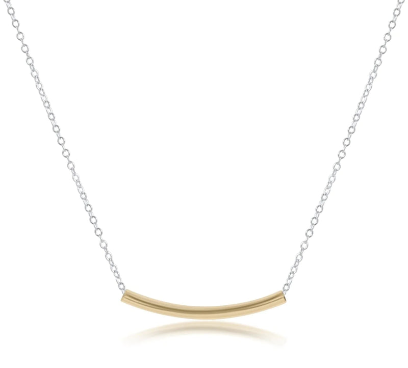16" Necklace Sterling Mixed Metal - Bliss Bar Small Gold