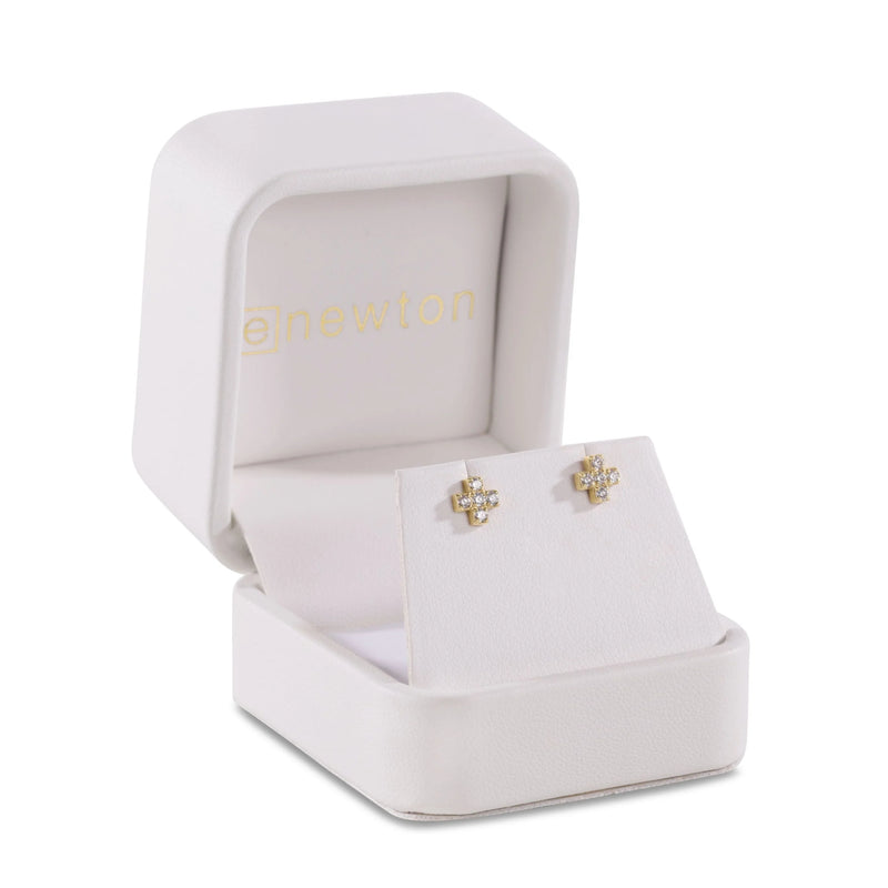 14KT Gold and Diamond Signature Cross Studs