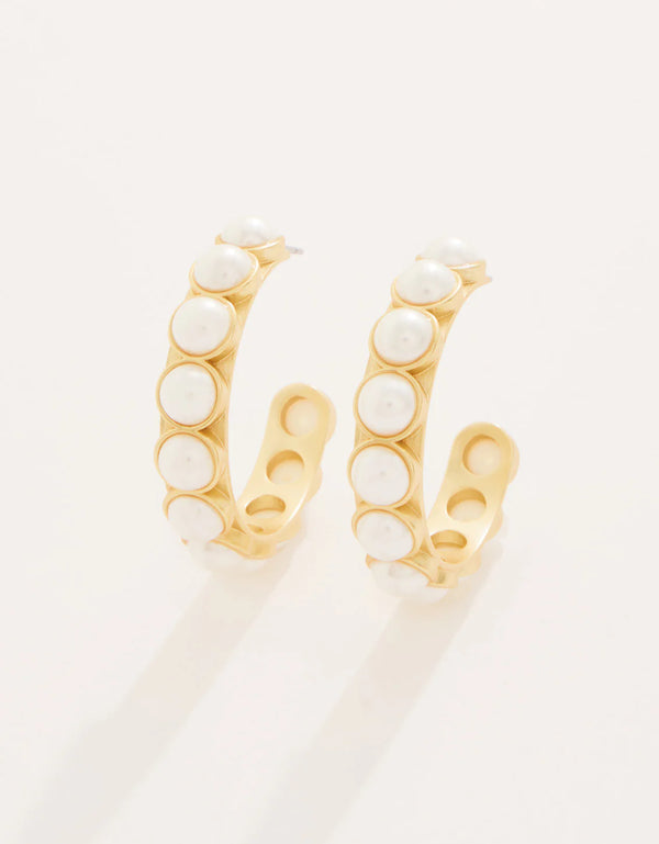 Anna Hoop Earrings Pearl