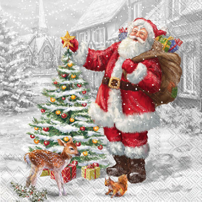 Santa Christmas Tree Luncheon Napkins