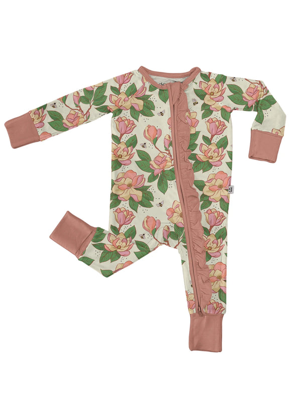 Magnolias Long Sleeve Zip Pajamas