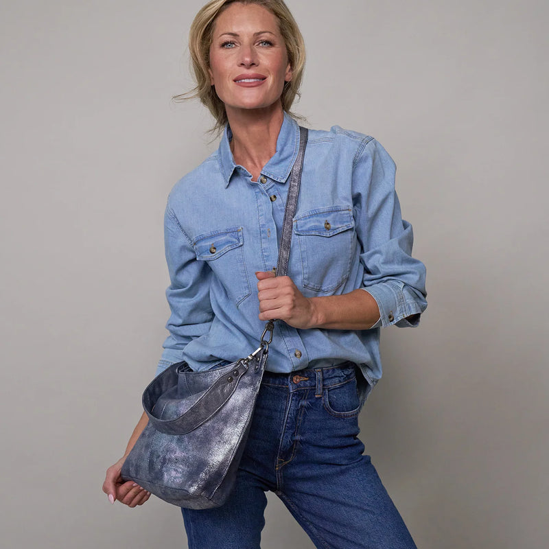 Pier Convertible Shoulder Bag Blue Pewter