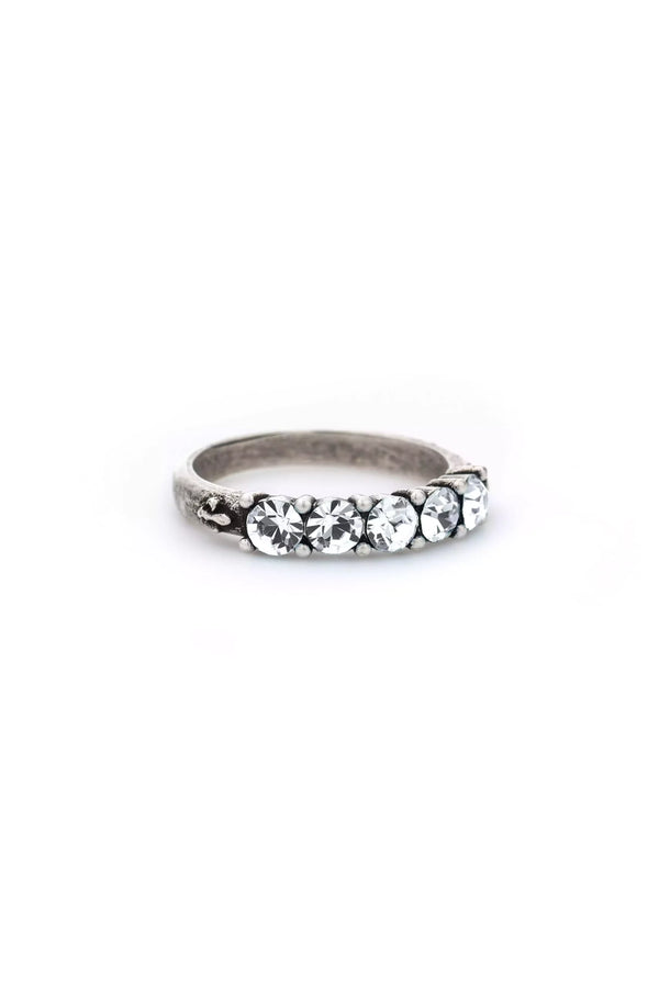 Cinq Austrian 5 Crystal Ring - Silver