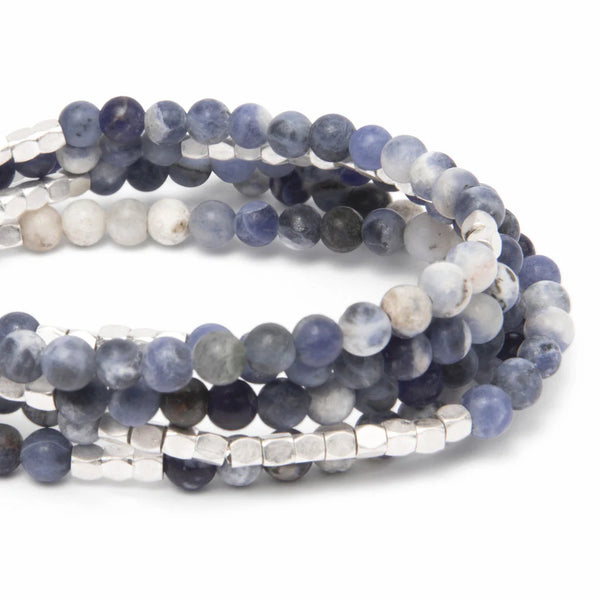 Stone Wrap Bracelet/Necklace Sodalite/Silver - Stone of Intuition