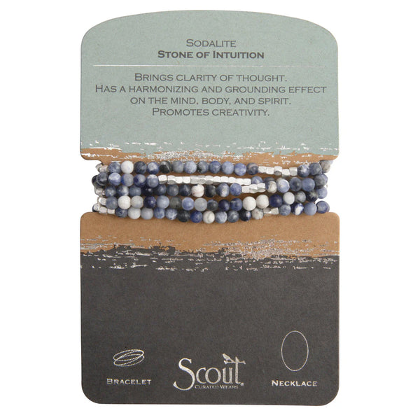 Stone Wrap Bracelet/Necklace Sodalite/Silver - Stone of Intuition