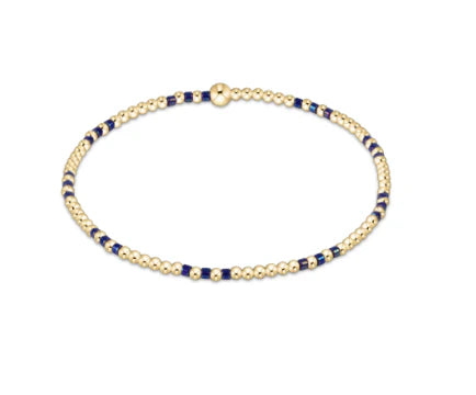Hope Joy Pattern 2mm Bead Bracelet - Blue Metallic