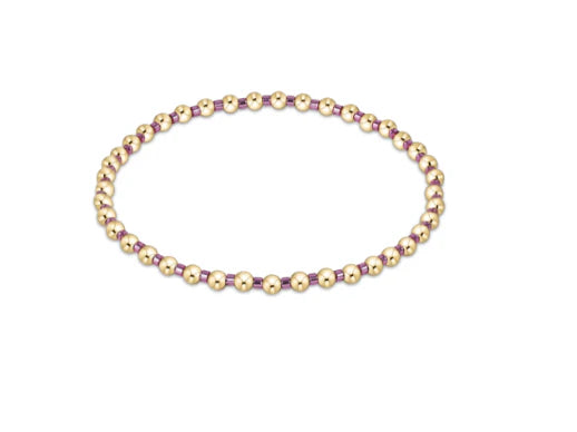 Hope Grateful Pattern 2mm Bead Bracelet - Pink Metallic