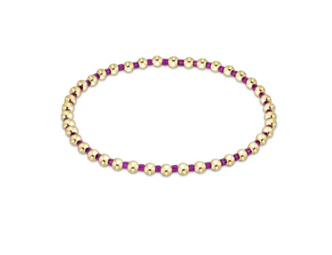 Hope Grateful Pattern 2mm Bead Bracelet - Fuchsia