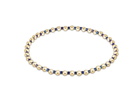 Hope Grateful Pattern 2mm Bead Bracelet - Blue Metallic