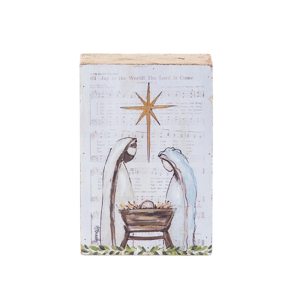 Hand Painted Holy Family Block