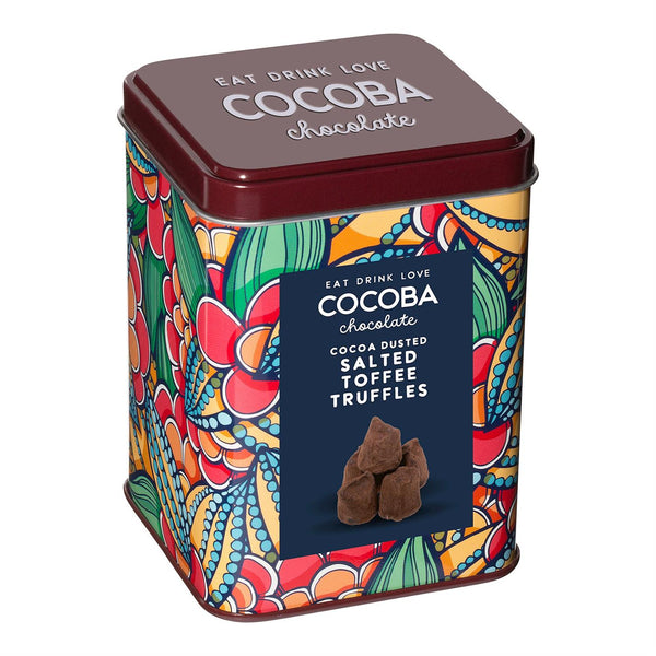Cocoba Cocoa Dusted Salted Toffee Truffles in Tin