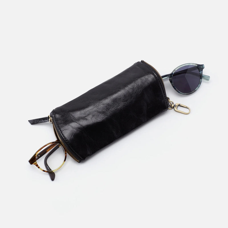 Spark Go Double Eyeglass Case Polished Leather - Black