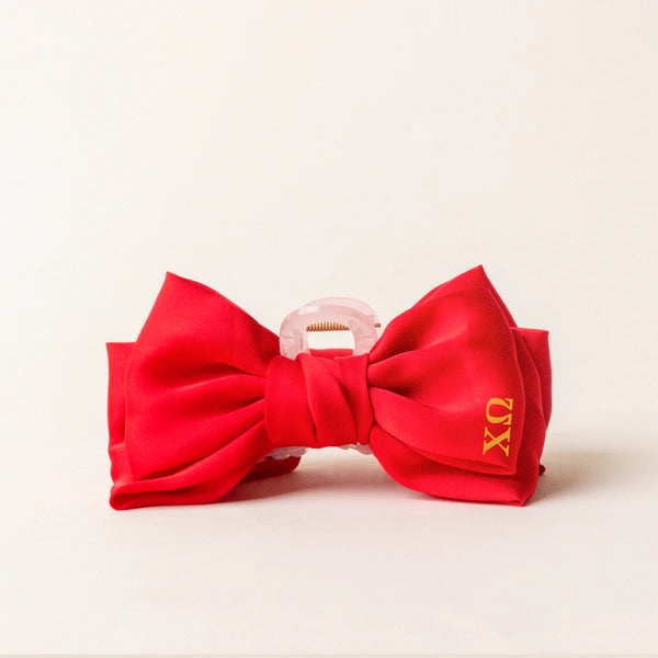 Sorority Satin Bow Claw Clip - Chi Omega