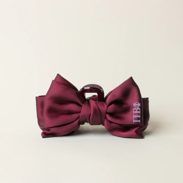Sorority Satin Bow Claw Clip - Pi Beta Phi