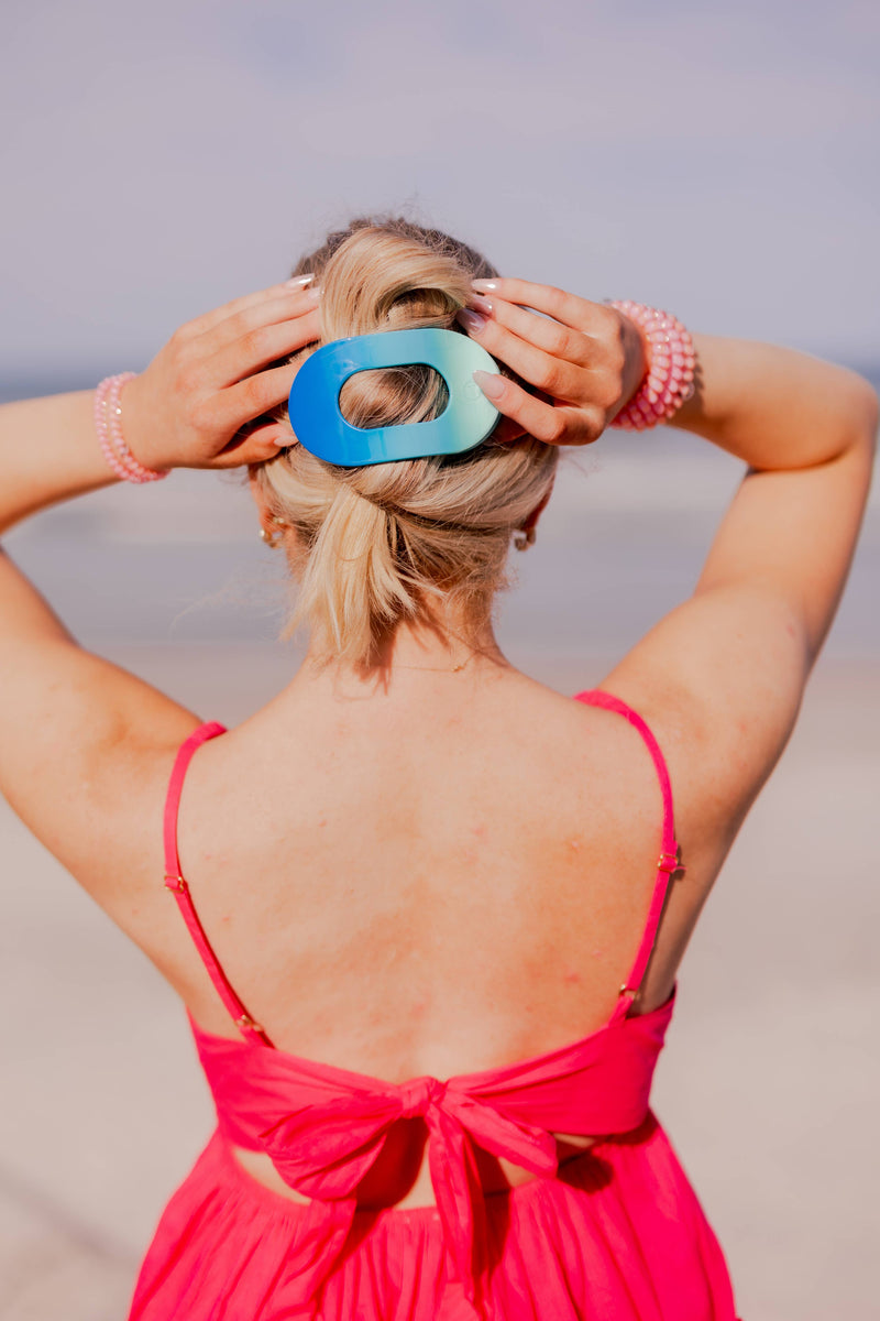 Poolside Large Flat Round Hair Clip