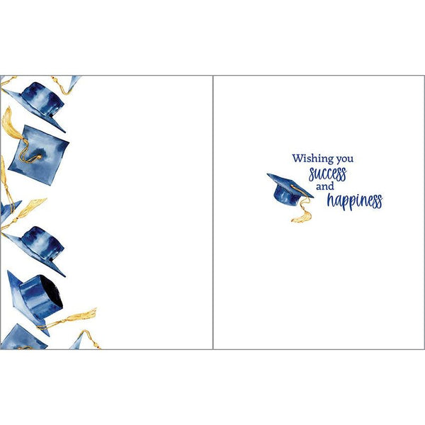 Graduation Greeting Card - Navy Grad Caps