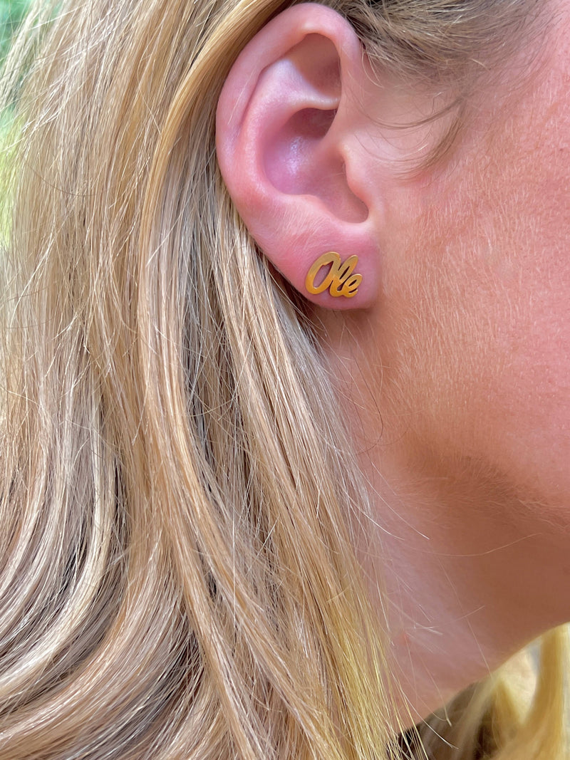 Ole Miss Gold Stud Earrings