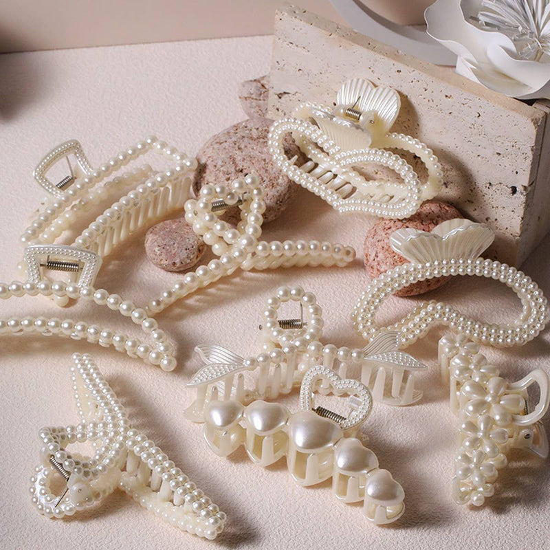 Chic Pearl Heart Claw Clip – Minimalist Hair Grip_CWAHA5650: TYPE5 / (OS) 1