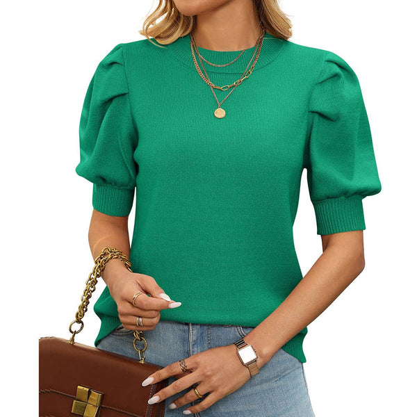 Puff Short Sleeve Crew Top - Teal