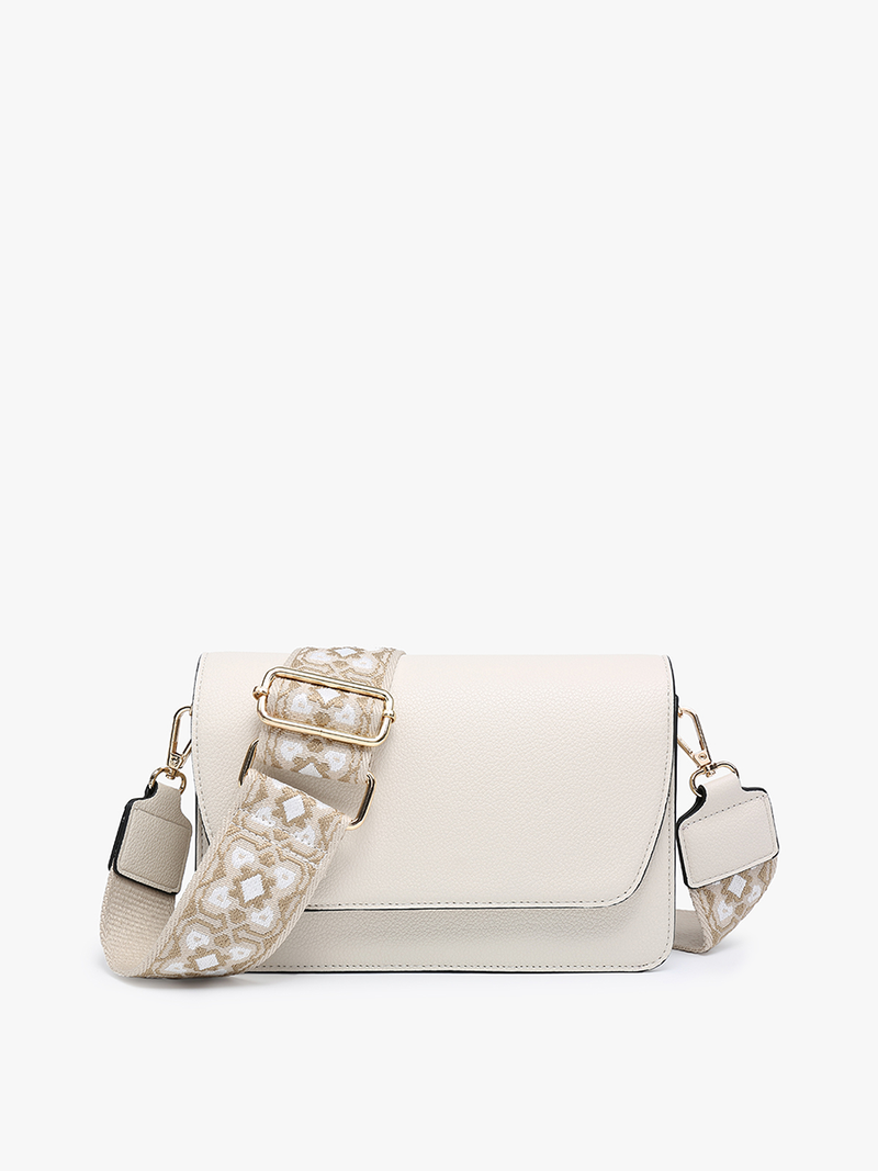 Noah Flapover Crossbody w/ Guitar Strap: Off White