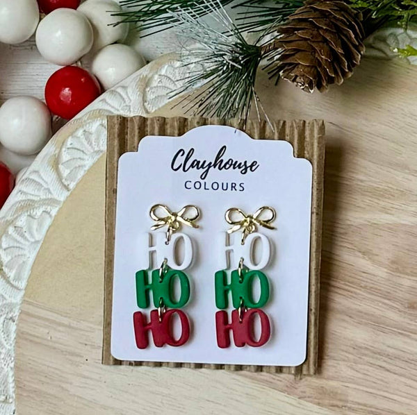 Christmas Earrings    : Red & Green Ho Ho Ho