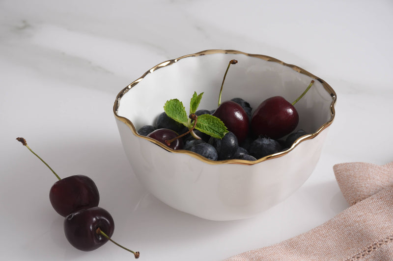 Portofino Snack Bowl - White & Gold