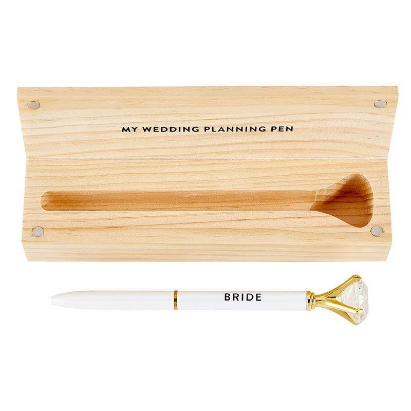 Wood Box with Gem Pen - Bride