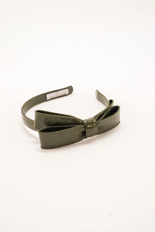 Paige Bow Headband - Olive