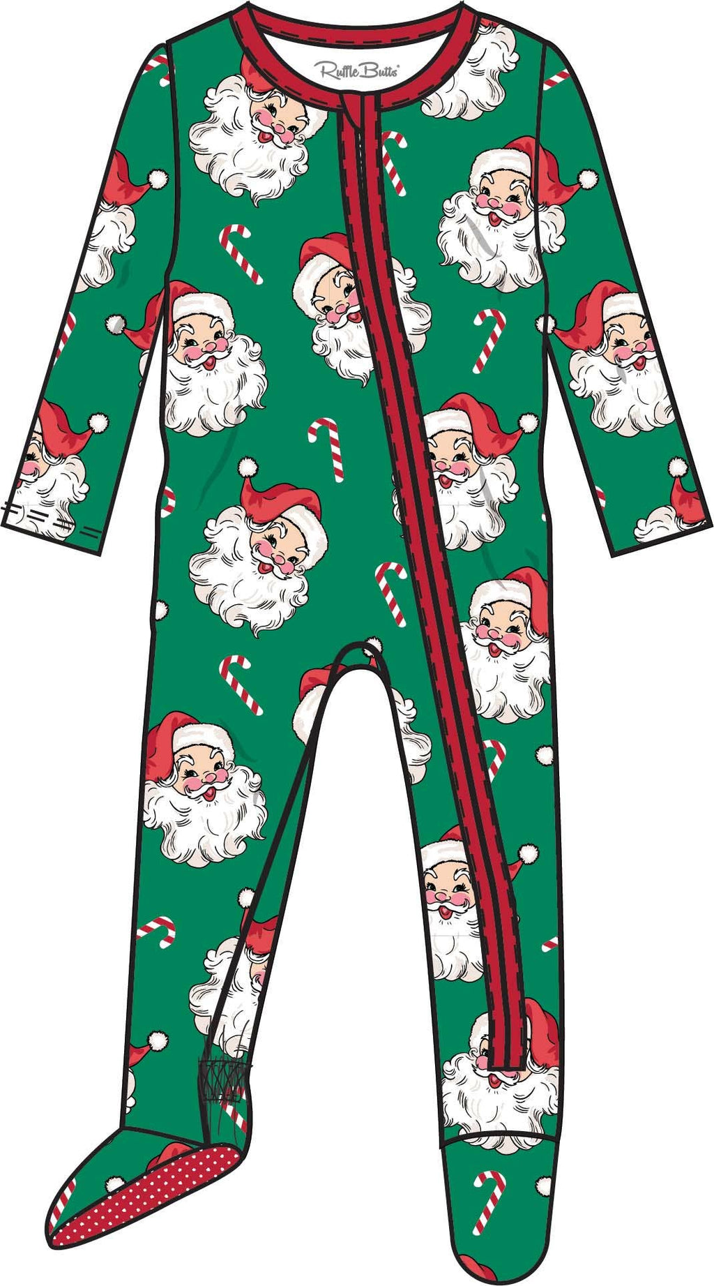 Baby Green Santa Joy Modal Blend Footed One Piece Pajama – Bella Chic ...
