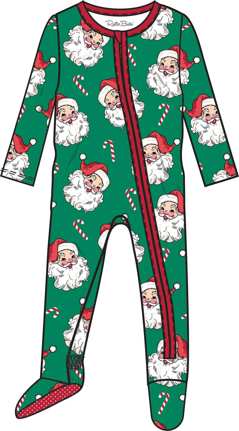 Baby Green Santa Joy Modal Blend Footed One Piece Pajama