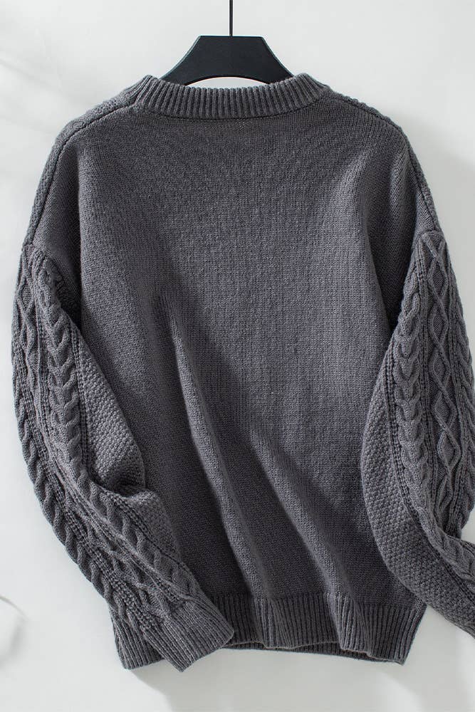 Vintage Round Neck Twisted Cable Knit Sweater