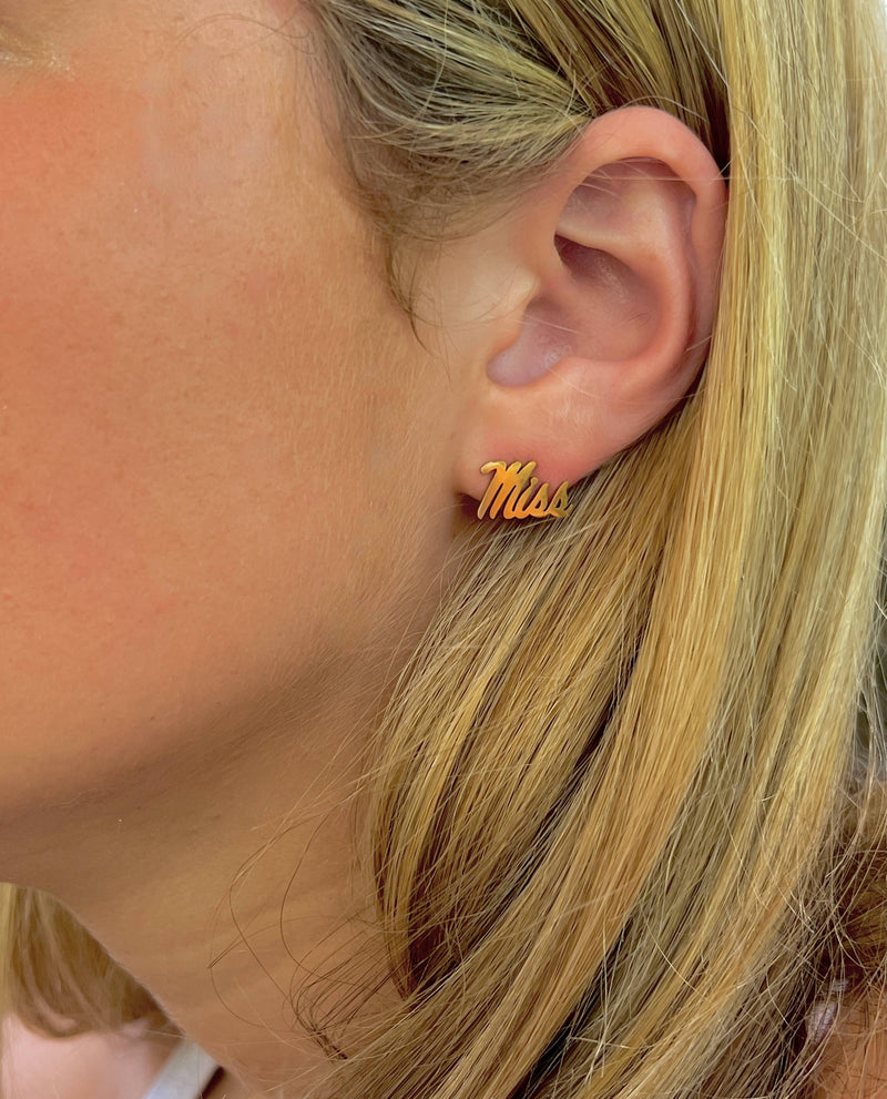 Ole Miss Gold Stud Earrings