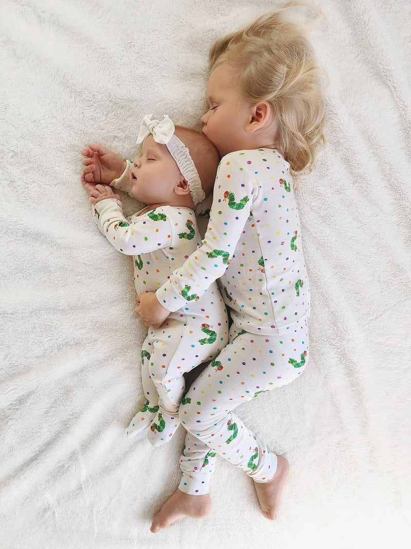 Organic 2-Way Zipper Footie in Caterpillar