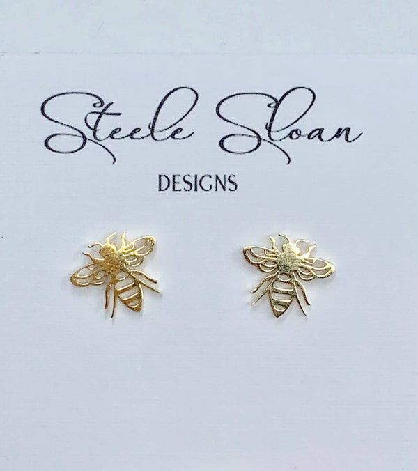 Bee Gold Stud Earrings