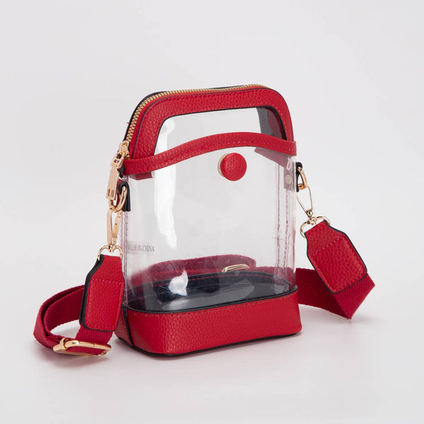 Game Day Stadium Button Style Clear Bags: Red