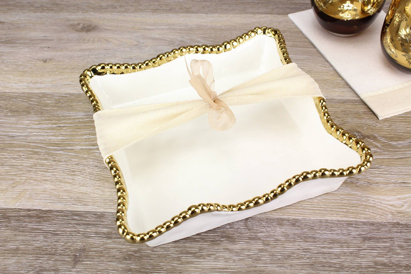 Cocktail Napkin Holder - White & Gold