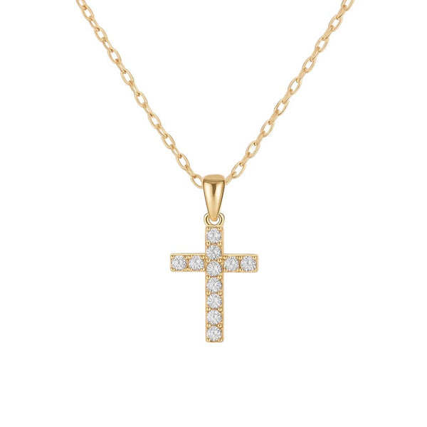 CROSS PAVE | Water-resistant SM CZ Necklace: GOLD