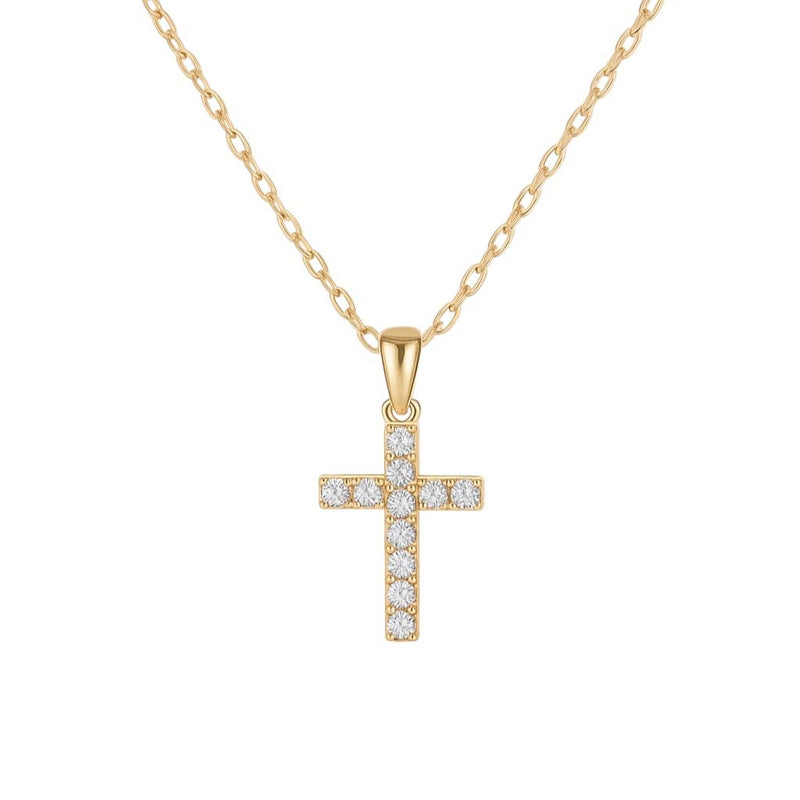 CROSS PAVE | Water-resistant SM CZ Necklace: GOLD