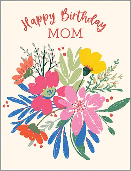 Birthday Card - Mom Cheery Flowers