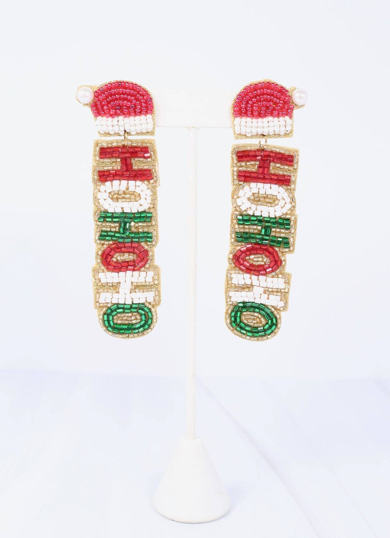 Ho Ho Ho Embellished Earring RED: Default