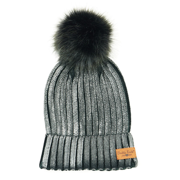 Black Glacier Metallic Knit Pom Hat