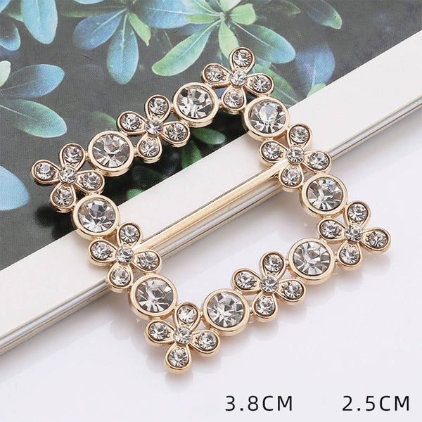 Square Crystal Gold Scarf Ring