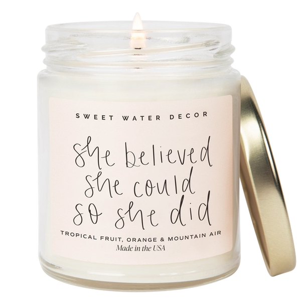 She Believed She Could 9 oz Soy Candle - Home Decor & Gifts