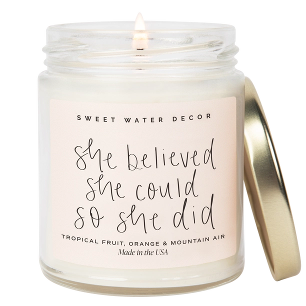 She Believed She Could 9 oz Soy Candle - Home Decor & Gifts