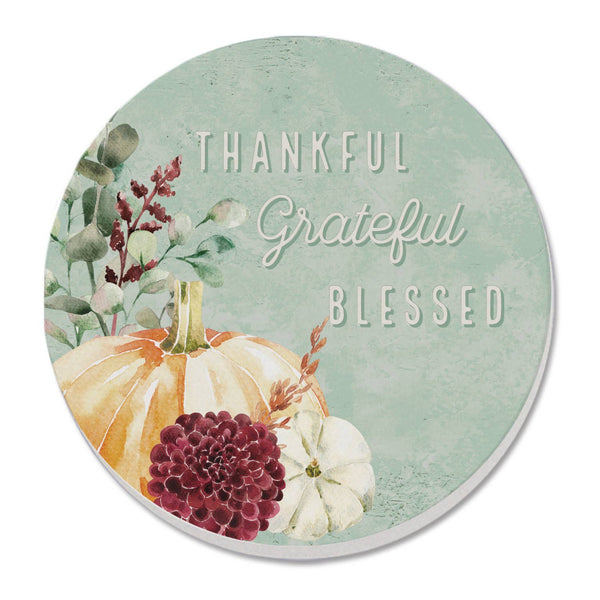 "Thankful" 4 Pack Round Absorbent Stone Coasters