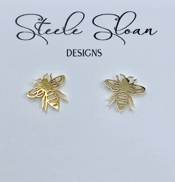 Bee Gold Stud Earrings