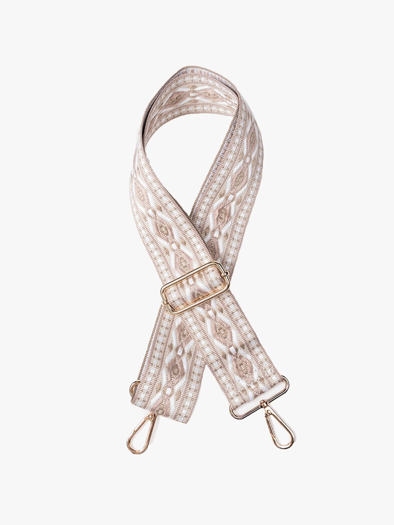 Diamond Guitar Strap: Taupe/White