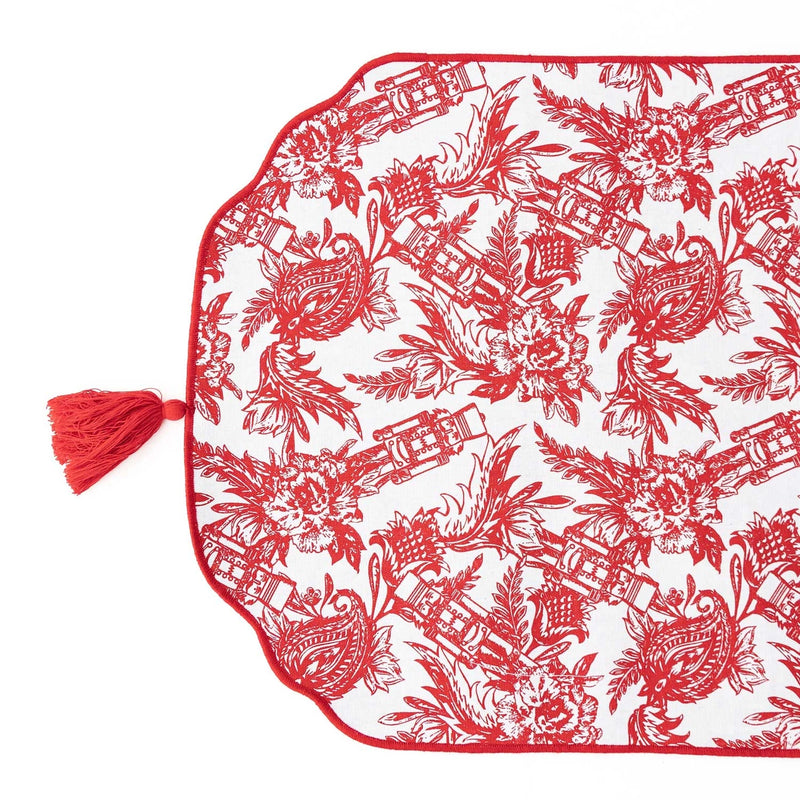 Nutcracker Toile Tassel Table Runner